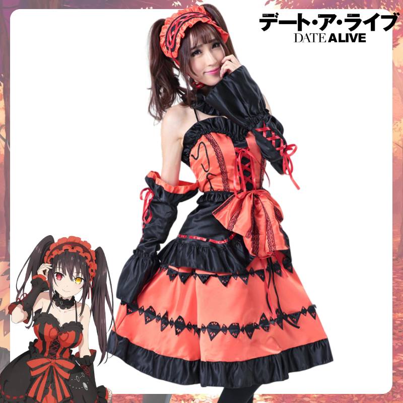 Date A Anime Live Tokisaki Kurumi Cosplaycostume Lolita Dress Girl Halloweensuit