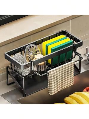 1pcs Effective Draining Kitchen Sponge Shelf, Soap Holder, Stainless Steel Material Is More Sturdy, Slope Design Is Free From Water Accumulation