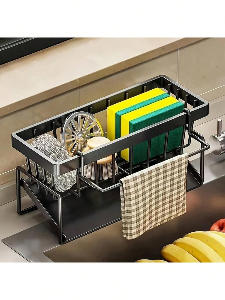 1pcs Effective Draining Kitchen Sponge Shelf, Soap Holder, Stainless Steel Material Is More Sturdy, Slope Design Is Free From Water Accumulation