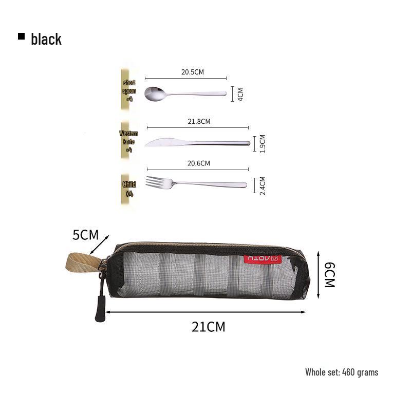 304 Stainless Steel Camping Cookware Set with Storage Bag, Chopsticks, Spoon, Fork, and Table Knife