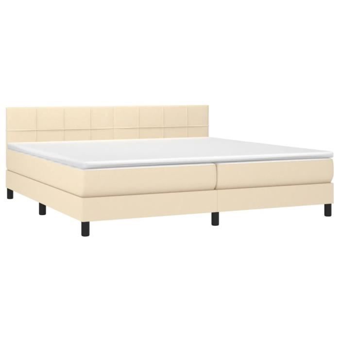 3140086 vidaXL Divan Bed with Mattress Cream 200x200 Cm Fabric