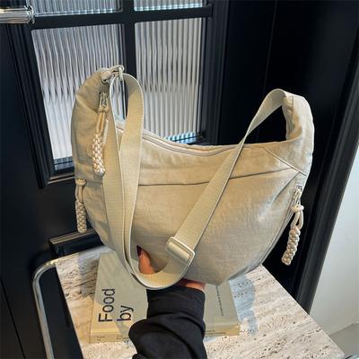 Japanese Simple Women's Messenger Bag Large Capacity Solid Color Versatile Dumpling Bag Light Commuter Student Class Shoulder Bag