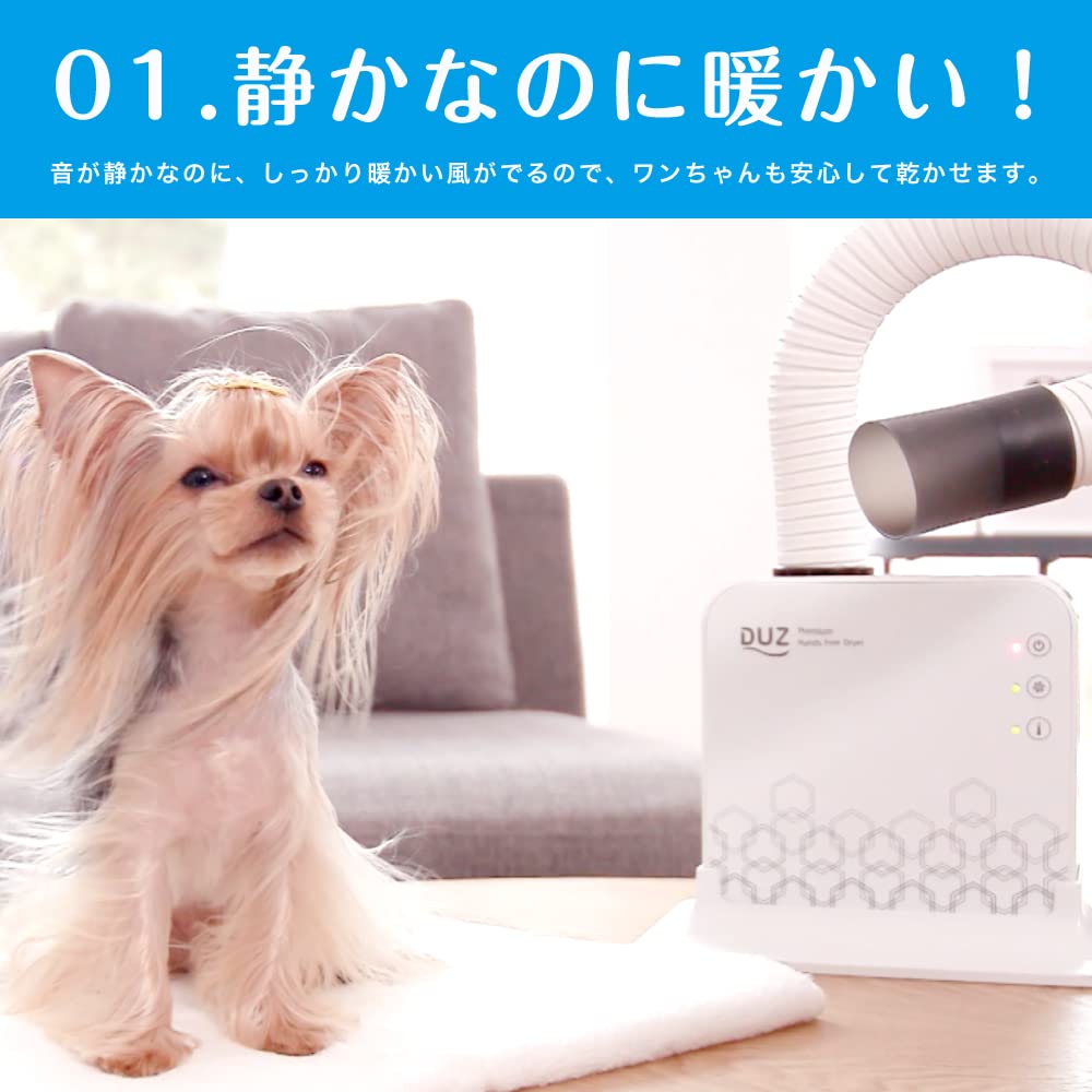 Dryer for 4 Temperature 3 Air Volume Angle and Distance BLDC Premium Dog and Cat Two Hand Low Low Low Power Safety Device DUZ2 [DUZ] Hands-free Pets,