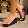 Fashion Comemore Summer New PVC Transparent Slippers Thick Bottom Round Head Sexy Sandals Slipper High Heels Slides Large Size 35~43