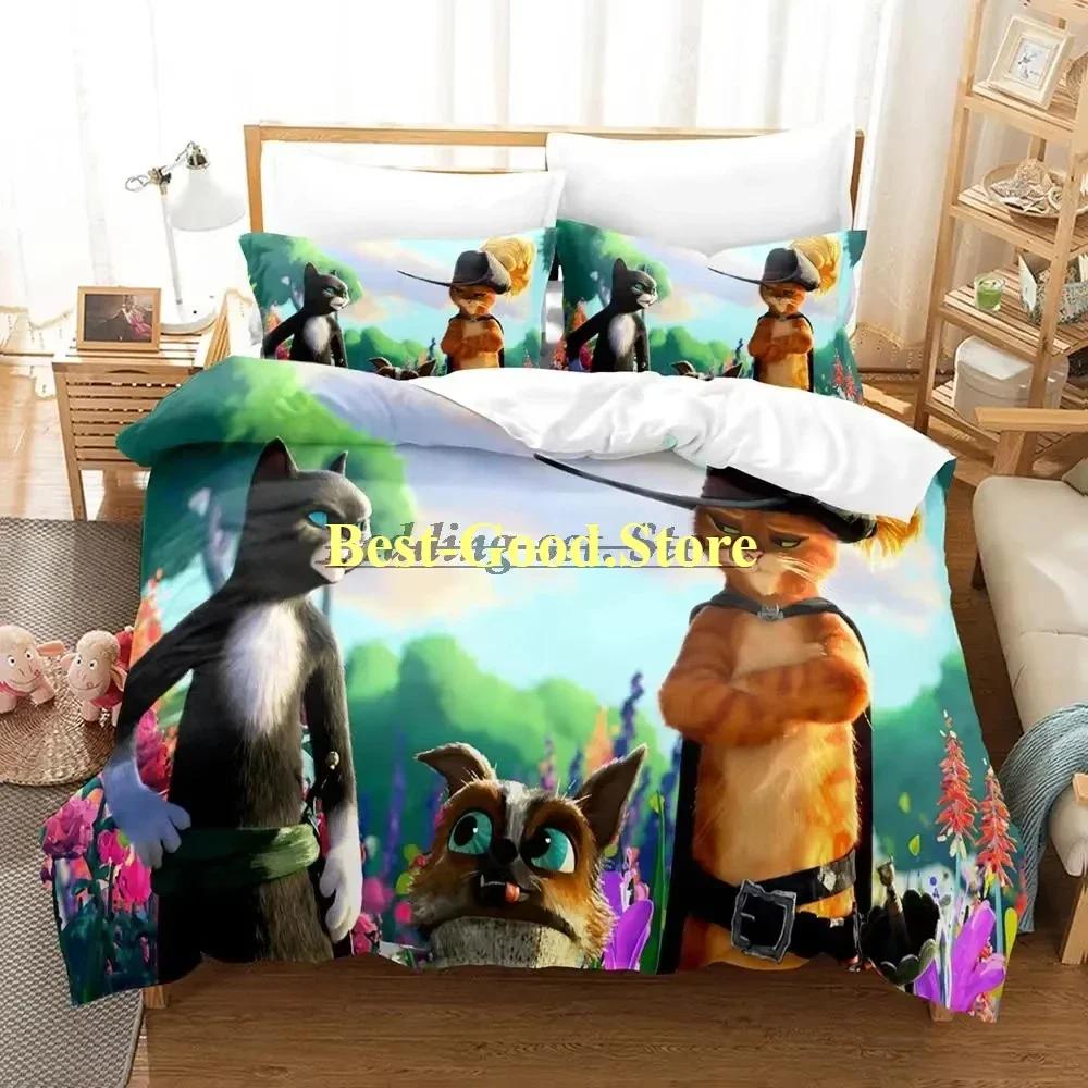 Wolf PUSS IN BOOTS Bedding Set Printed Bed Set With Pillowcase Bed Duvet Cover Soft Single Double Queen Super King Size