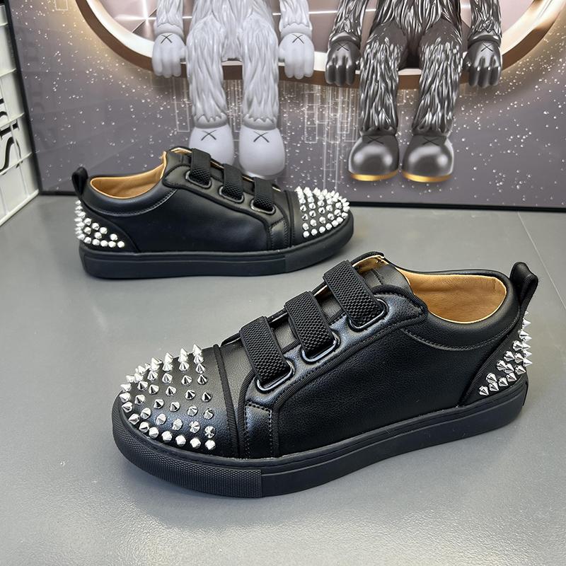 Mode Neuankömmling Herren Luxusmode Nieten Schuhe Original Leder Ballerinas Schuh Schwarz Weiß Atmungsaktive Sneaker Persönlichkeit Schuhe