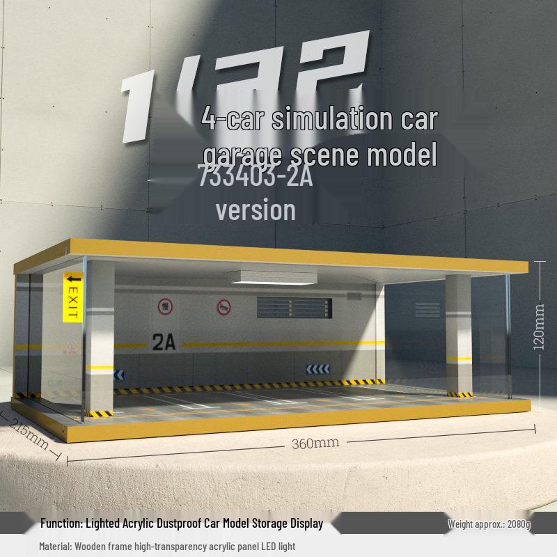 Wooden Car Model Garage with Lights - Cross-Border Simulation Dust Cover 1:32 Scene Ornaments.