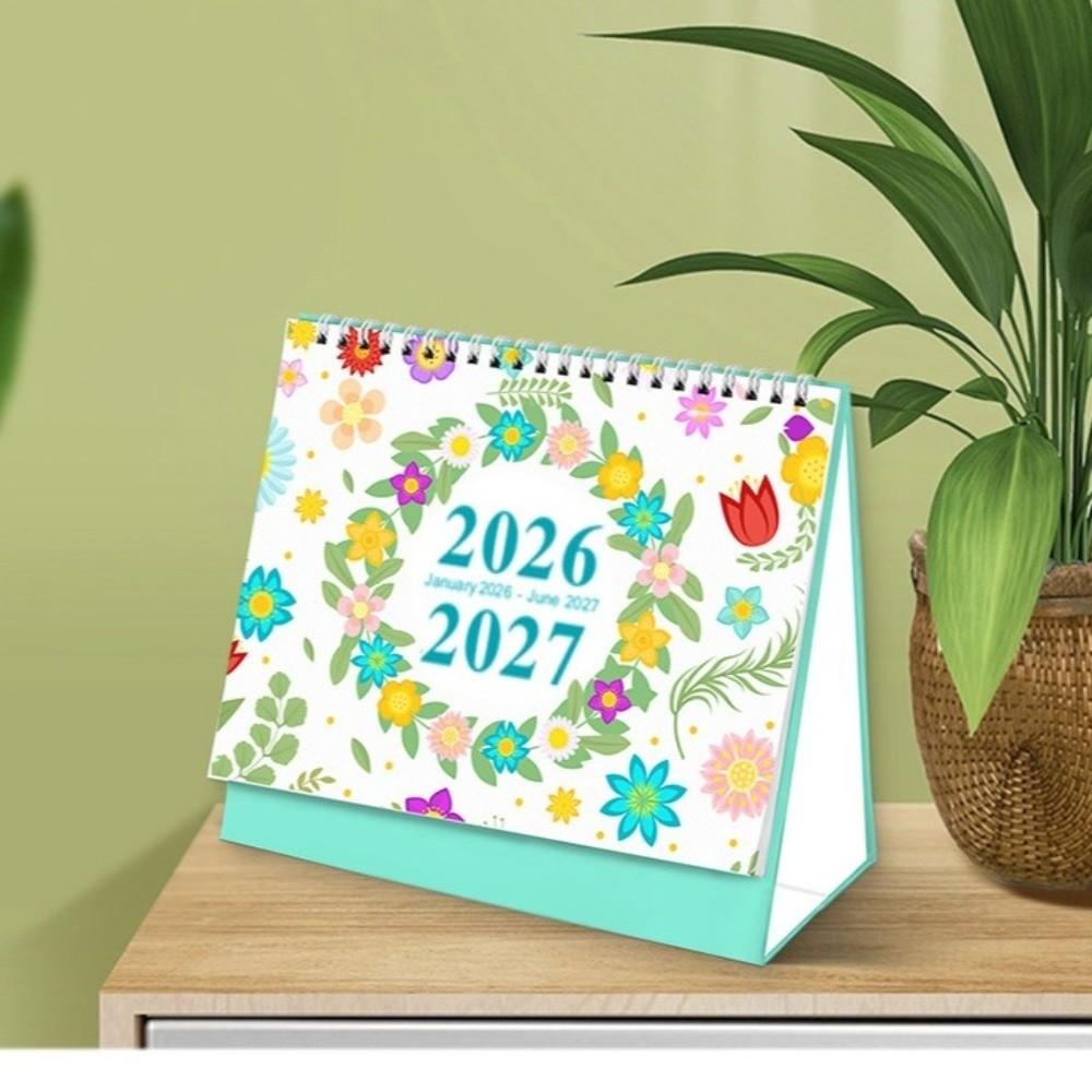 Cactus Desk Calendar January 2026-June 2027 Standing Flip 2026 Desktop Planner Office Supplies Small Monthly Agenda Calendar