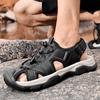 Closed Toe Sandals Men's Leather Summer Breathable Hollow Out Outdoor Wear Lightweight Waterproof Outdoor Outdoor Casual Beach Shoes
