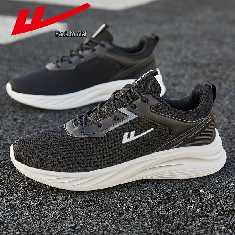 Warrior Men s 2025 Black Casual Sneakers: Lightweight Shock-Absorbing Running Shoes for Autumn Size 40
