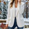 Høst langermet ensfarget cardigan, liten dressjakke for kvinner
