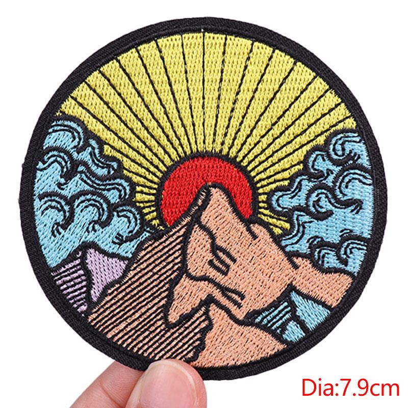 Outdoor/Adventure Embroidey Patch DIY Cartoon Sun Iron On Embroiderd Patches For Clothing Sew Stickers Badge Decoration
