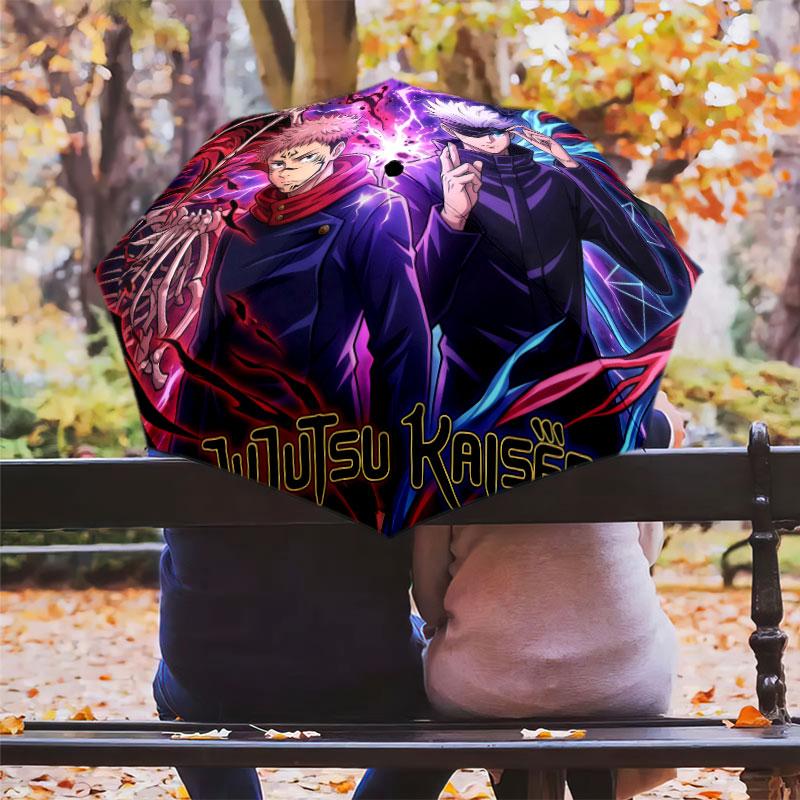 1 PC Automatic Folding Umbrella - Jujutsu Kaisen Pattern Portable Foldable Design With 8 Ribs Christmas Birthday Gifts