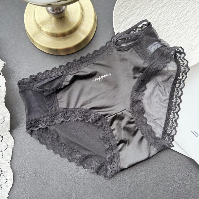 Ladies Spring and Summer Comfortable Sexy Ice Silk Mesh Lace Color Hollow Low Waist Underwear