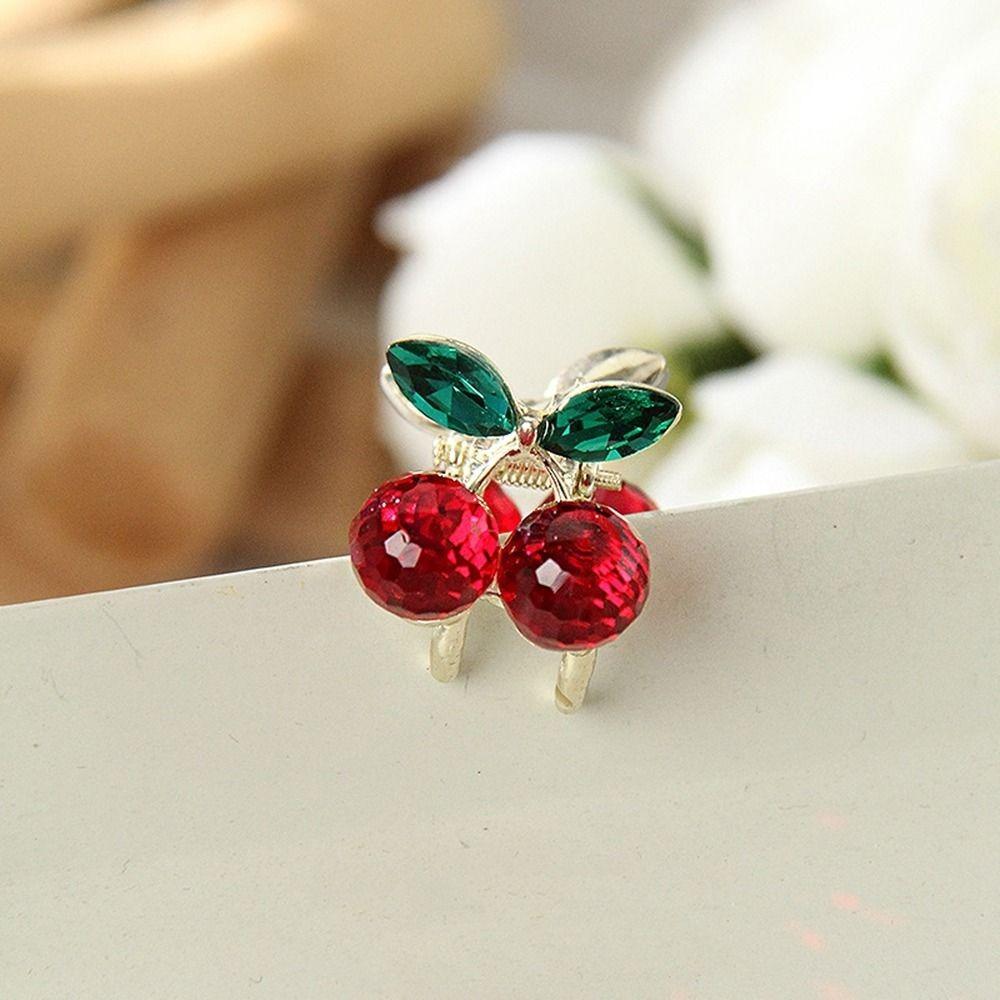 Little Grab Clip Rhinestone Hairpin Korean Style Headwear Cherry Hair Claw Female Hair Accessories
