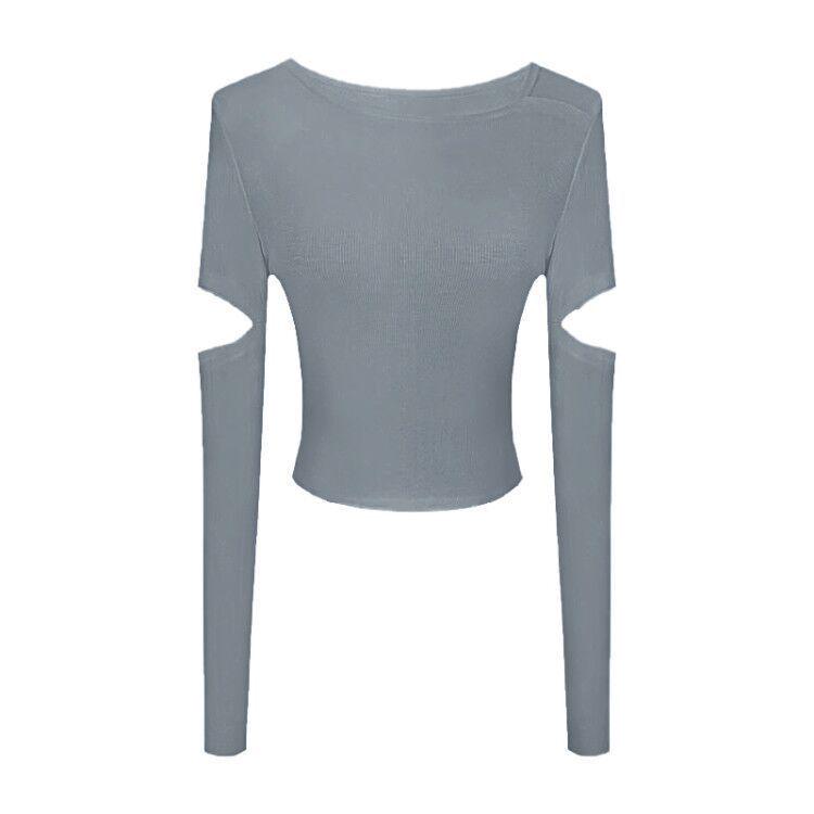 New Spring & Autumn Slim Fit Niche Design Sexy Elastic Short T-Shirt for Women