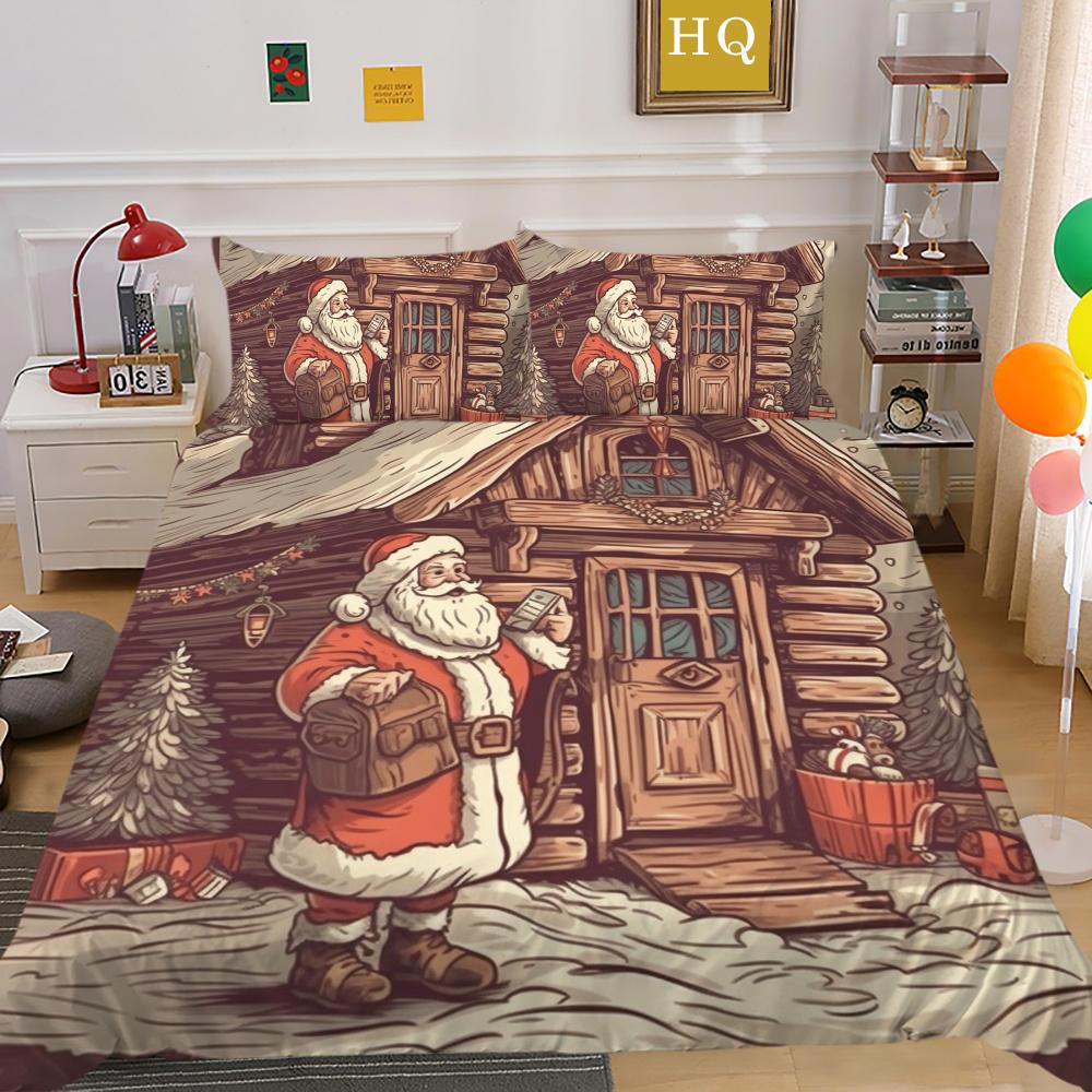 3D Christmas Printing Duvet Cover Set Full Size Microfiber Bedding Set High Ranking Lovely Bedspreads