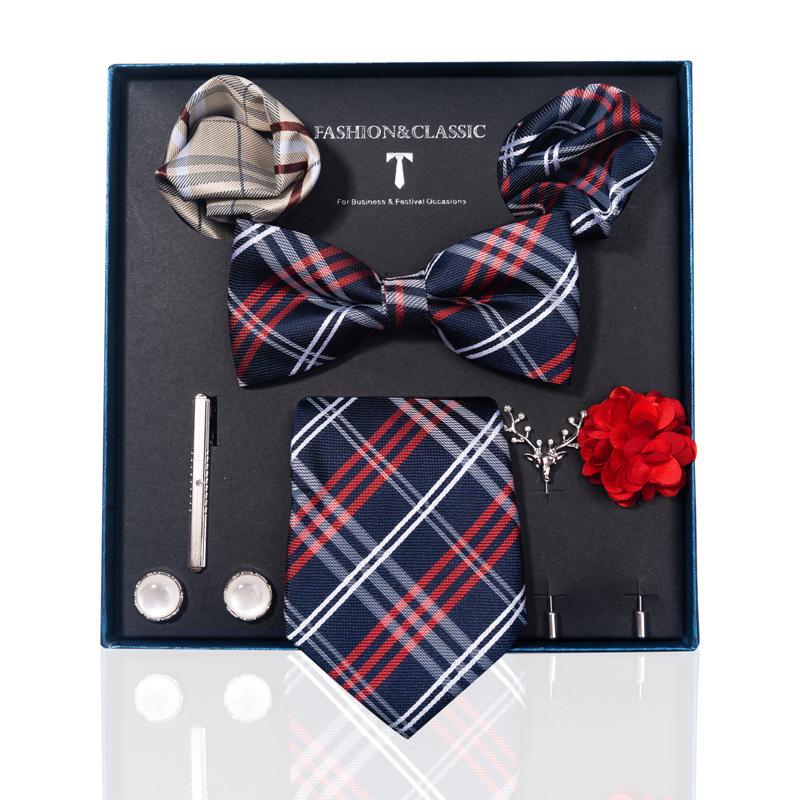 Luxury Groom Tie, Pocket Square & Boutonniere Gift Set for Weddings