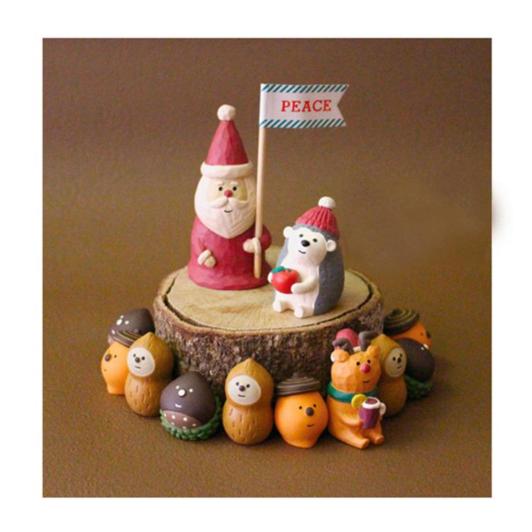 Christmas Cute Handmade Ornaments, Santa Claus Animal Decorations, Resin Small Ornaments for Tabletop and Vehicle Use, Craft Items