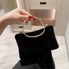 Trendy Party Purse with Detachable Chain Strap Shoulder Bag Handbag Suitable for Formal Occasions  Black