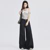 Women's Dark Blue High-Waist Wide-Leg Jeans 2024 - American Style Palazzo Pants for Summer