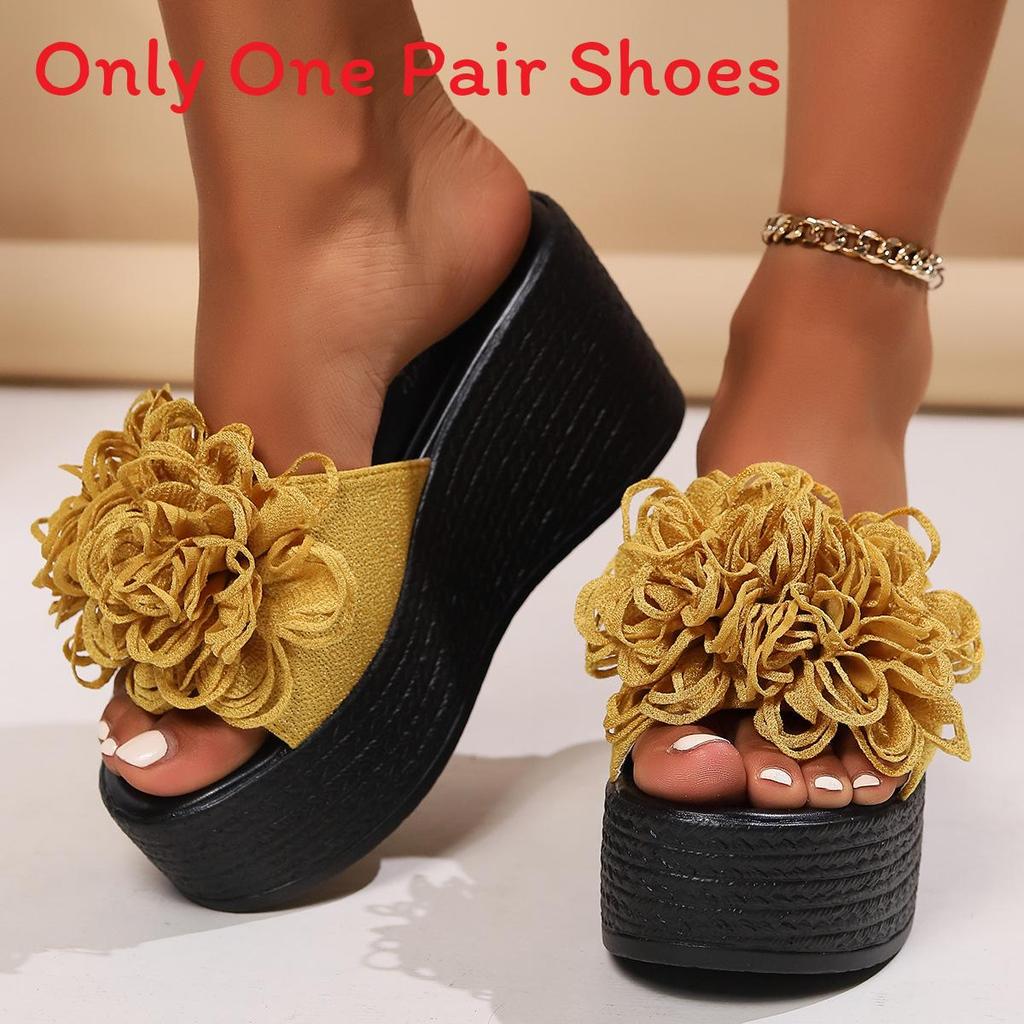 Summer Flat Flower Toe Post Sandals With Rubber Sole For Women