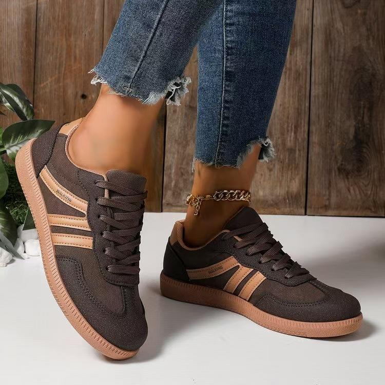 2025 foreign trade large size autumn new flat-bottomed casual outer wear non-slip German training shoes lace-up light sports shoes women