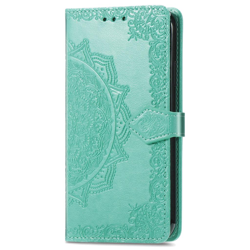 For iPhone 16 Case Embossed Mandala Pattern Leather Phone Cover Wallet Card Slot Holder