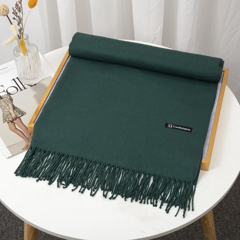 Scarf women's winter monochrome imitation cashmere thermal shawl thickened long thermal solid color simple versatile scarf