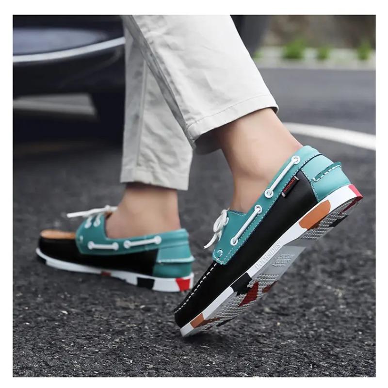 Herren Bootsschuhe Lässig Leder Schnürschuhe Rutschfest Bequem Alltagsschuhe