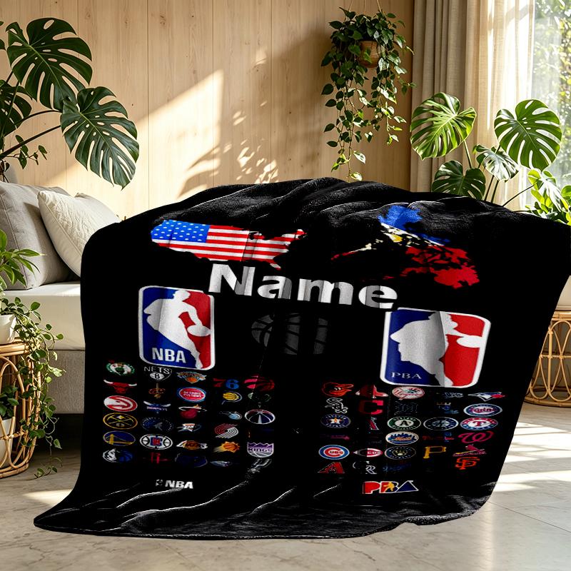 Custom Name Personalized NBA Print Blanket, Home Decor, Bedroom, Sofa, Camping, Couch, Gifts for Birthday Christmas