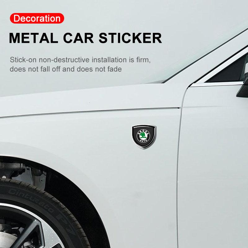 1Pcs 3D Metal Auto Door Shield Emblem Car Body Badge Sticker Styling For Skoda Octavia Fabia A7 Kamiq Kapoq Kodiaq Rapid SCALA Superb Yeti Derivati