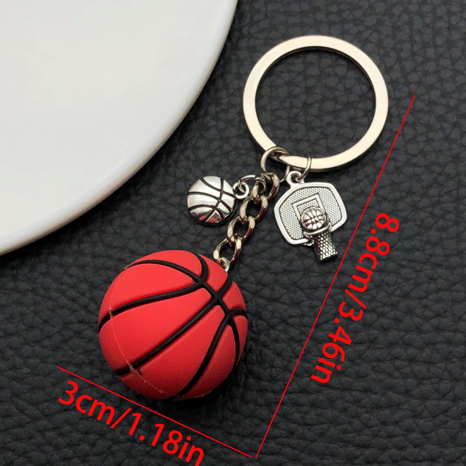 Creative Red Basketball Cartoon Keychain Pendant for Backpacks