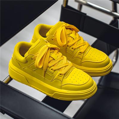 Mode Street Gelb Skateboard Schuhe Herren Modedesign Leder Plateau Sneaker Herren Original Outdoor Rutschfest Herren Freizeit Sneaker
