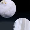 Wedding Bridal Veil Cut Edge Hair Accessories for Bride Single Layer Sheer Tulle 118" Pearls Embellished Chapel Veils
