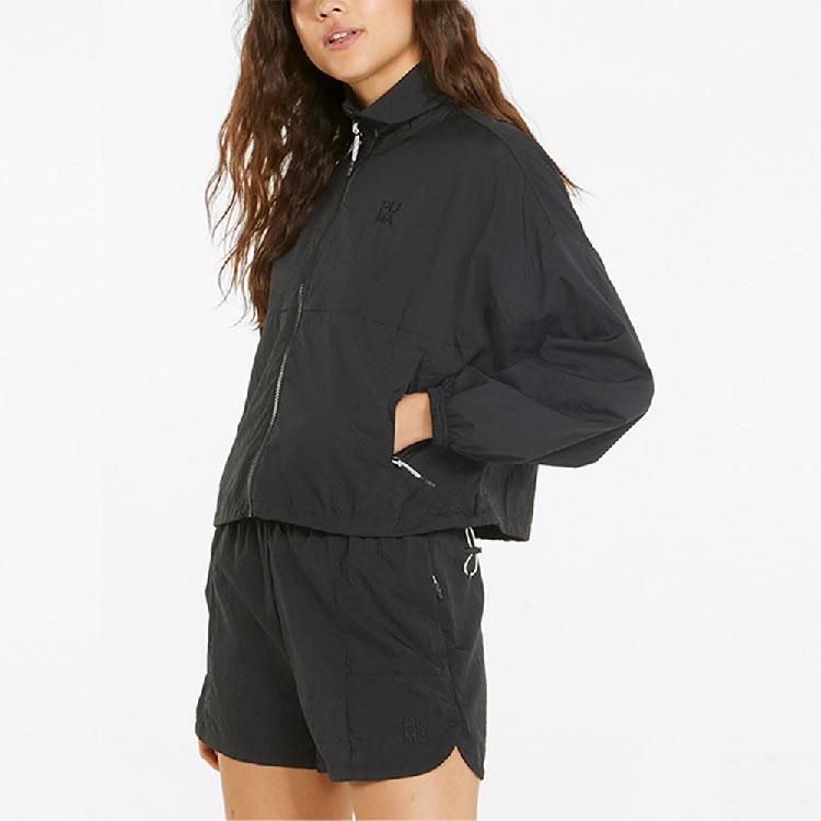 Puma Solid Color Casual Stand Collar Long Sleeve Jacket Women Jackets Black 536370-01