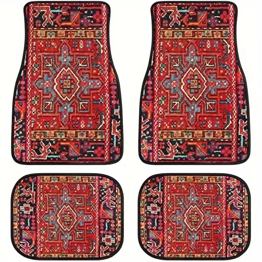 4Pcs Heavy Duty Persian Carpet Bohemian Car Floor Protector Rugs  for Front Rear Seats