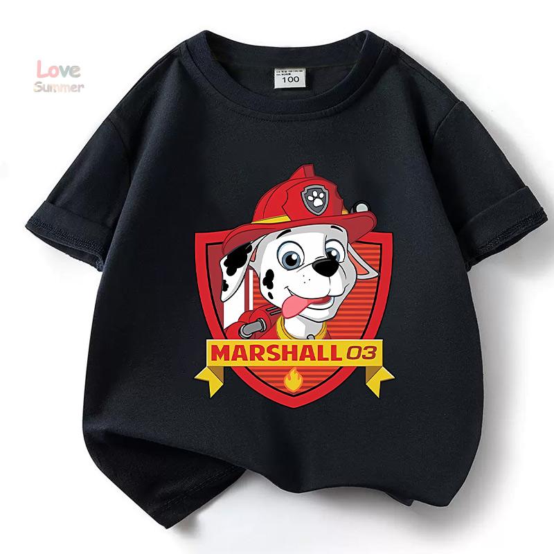 Paw Patrol boys T-shirts for Boys Anime Cartoon Cute Birthday Clothing Children Summer Fashion Short Sleeved Shirt Kids Clothes