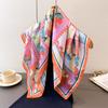 Luxury Women's Summer 70x70cm Square Silk Scarf, Lemon Print, Decorated with Floral Pattern, Can Be Used As a Headband, Yellow Shawl, Headscarf