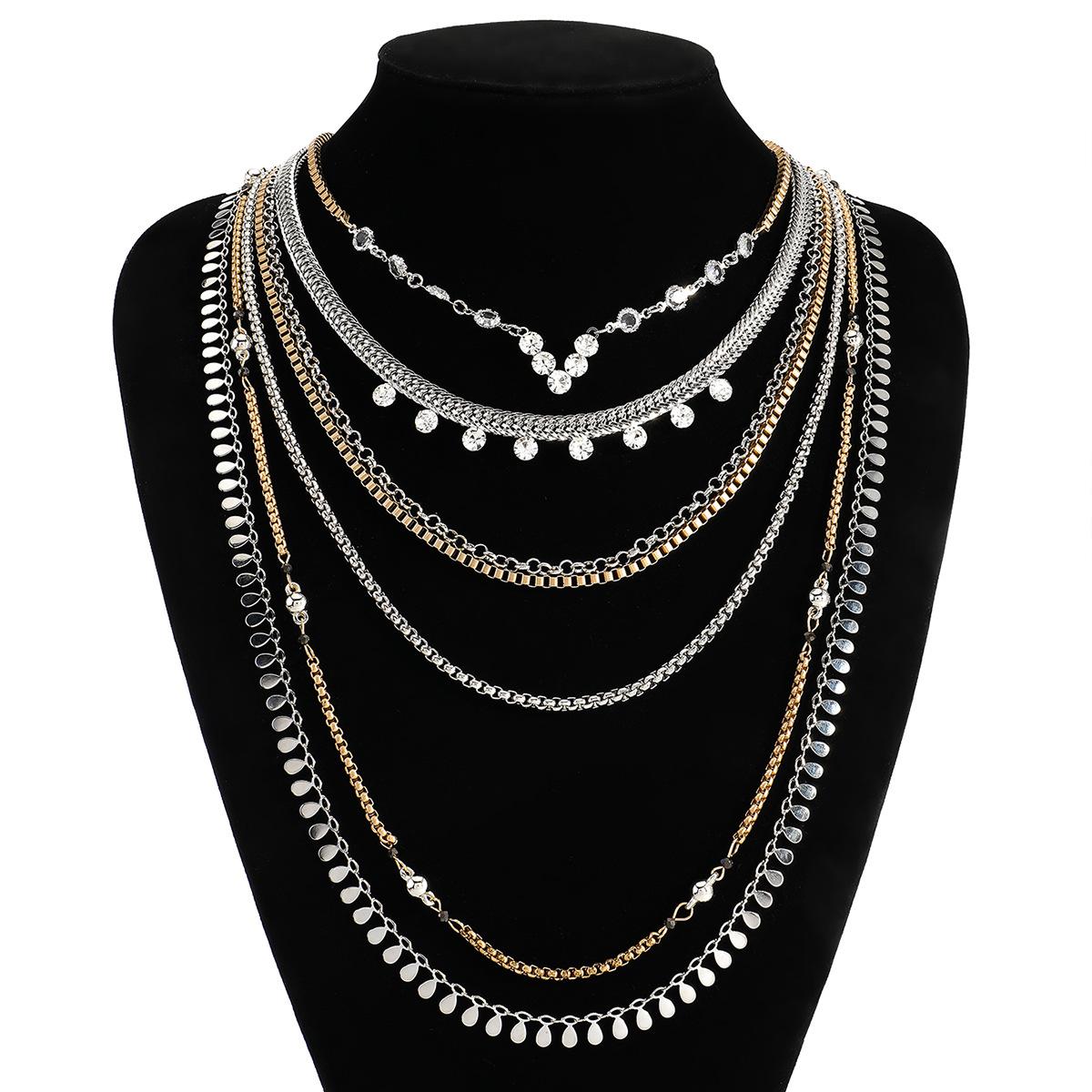 Европейские и американские преувеличенные ретро многослойные ожерелья, модные стильные панк-ожерелья, персонализированные универсальные ожерелья