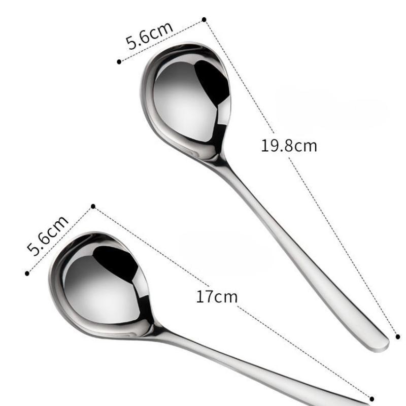 1PC Stainless Steel Soup Spoon Thickened Long Handle Commercial Household Soup Large Soup Watermelon Round Spoon4