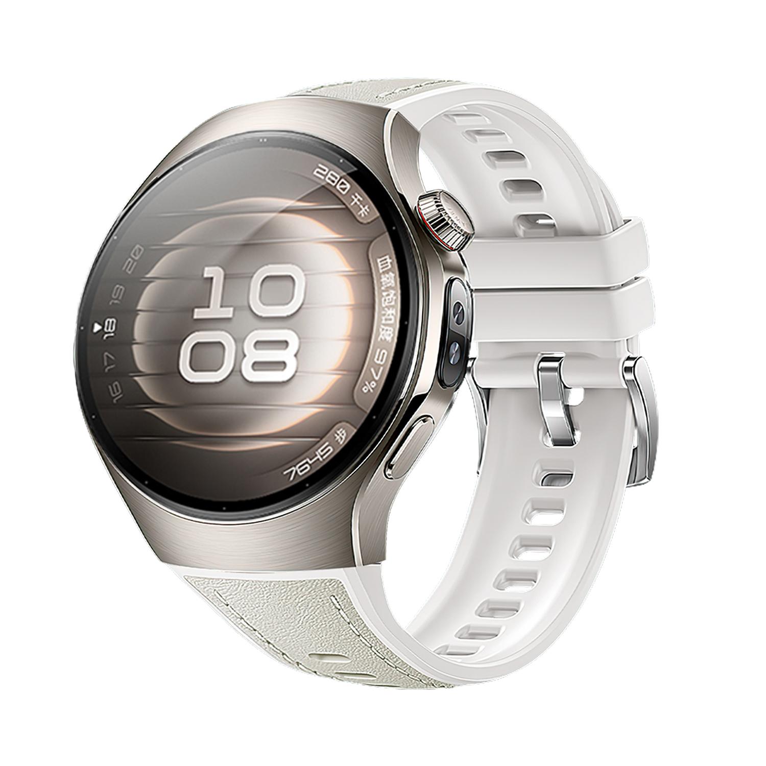 

Оригінальний розкішний шкіряний ремінець для Huawei Watch 5 46MM Без проміжків Гумовий ремінець для Huawei Watch 5 42mm Бізнес-ремінець зі швидким кріпленням For Huawei 5 42mm білий