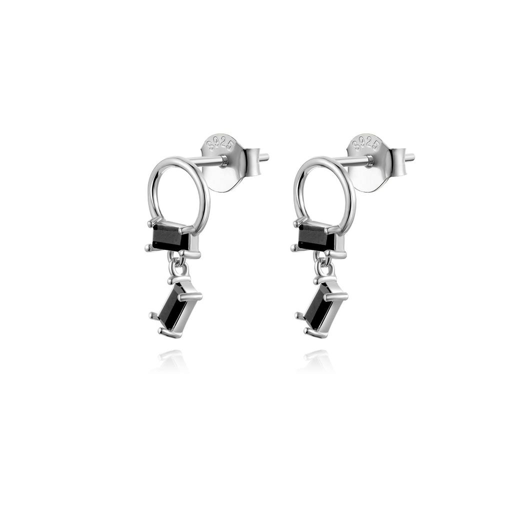 ANDYWEN 925 Sterling Silver Black Zircon Stud Earring Fashion Rock Punk CZ 2023 Jewelry Jewels