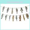 Fish Pattern Paper Pull Flags For Venue Decorations Celebration Supplies