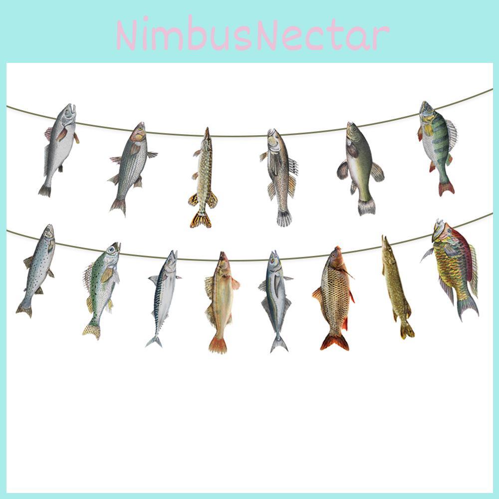 Fish Pattern Paper Pull Flags For Venue Decorations Celebration Supplies