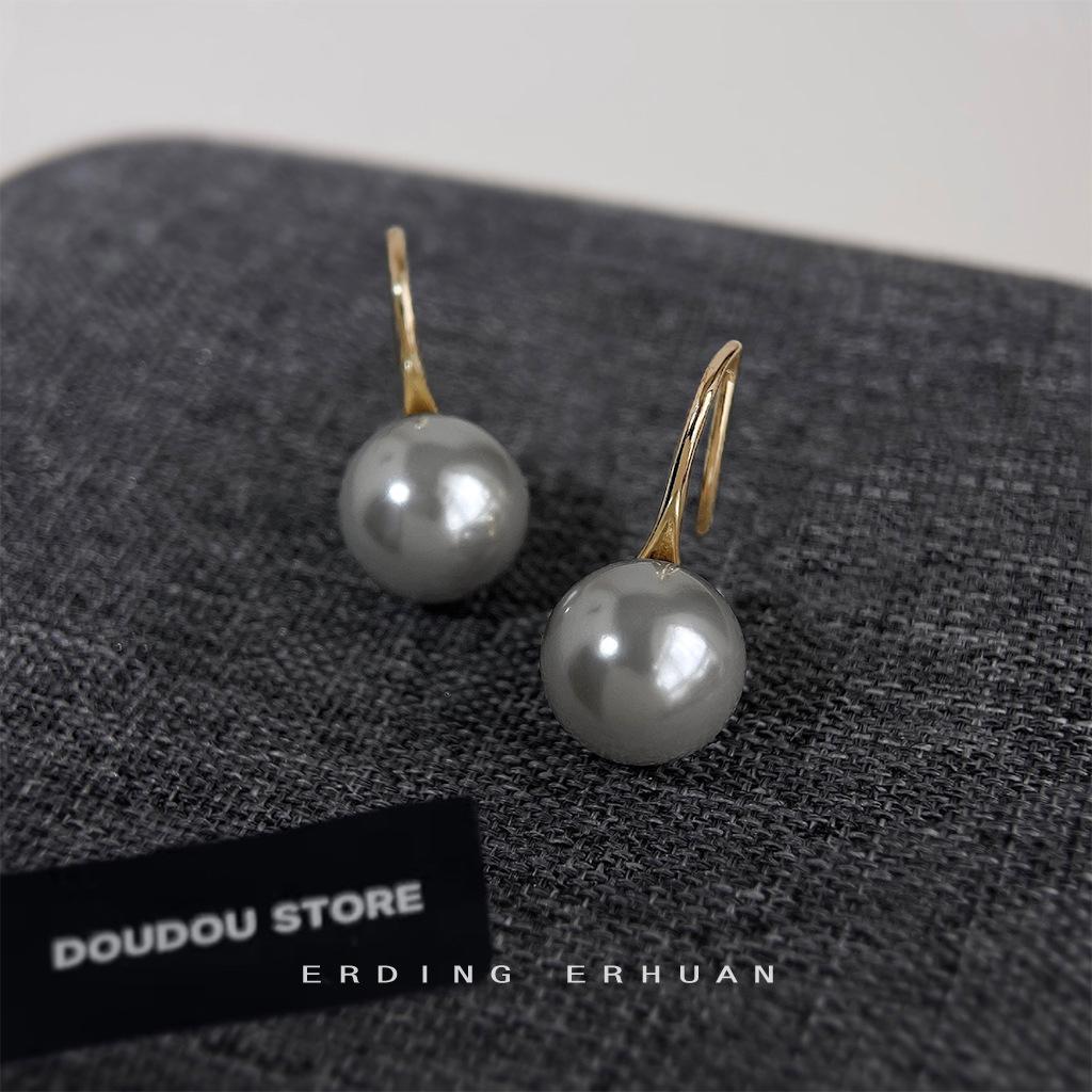 Популярные серьги из стеклянного жемчуга серого цвета, простые серьги для повседневной носки, осенние украшения оптом