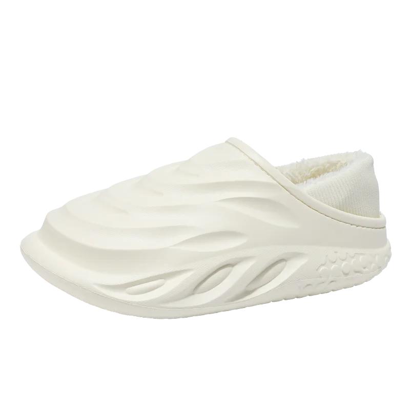 Mens Couple Slippers Winter Plush Warm Outdoor Home Bag Heel Soft Bottom Comfort Men's Cotton Slippers Waterproof Bread Shoes