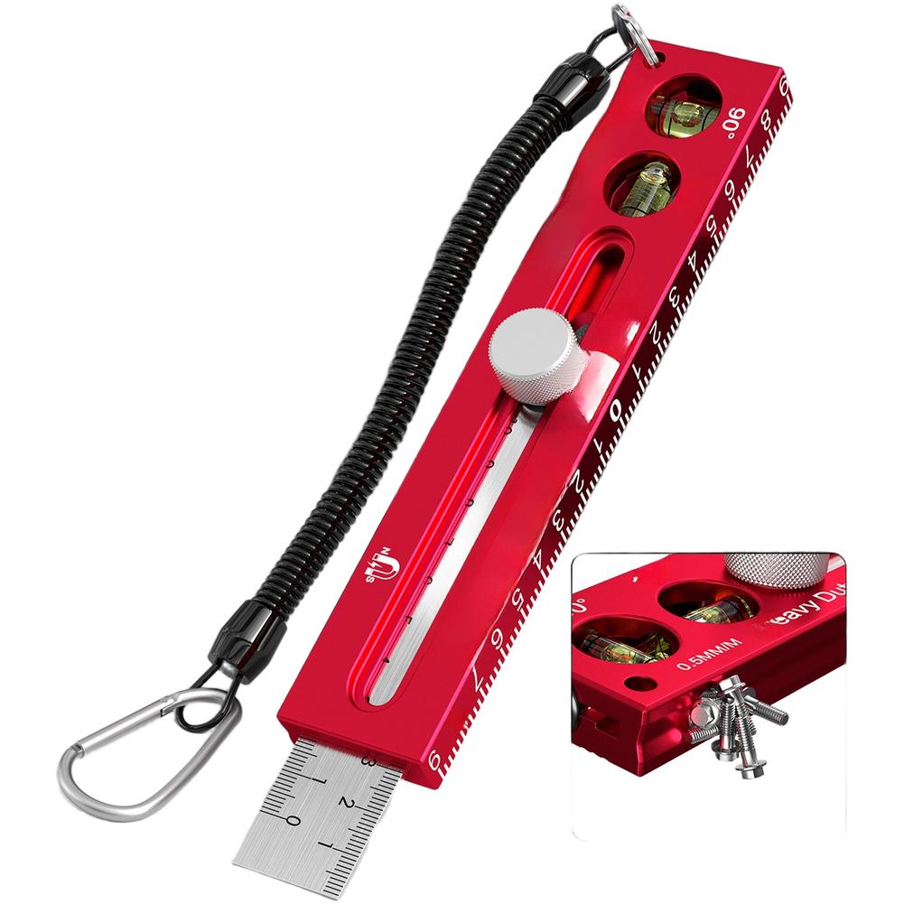 

Multifunctional Magnetic Marking Ruler Aluminum Alloy Woodworking Scale with Dual Bubble Level and Metric Scales