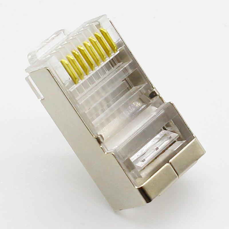 50pcs Rj45 Connector Cat6 Shielded Network Connectors Rj45 Plug 8p8c Terminals for Stp Ethernet Cable Switches Modem