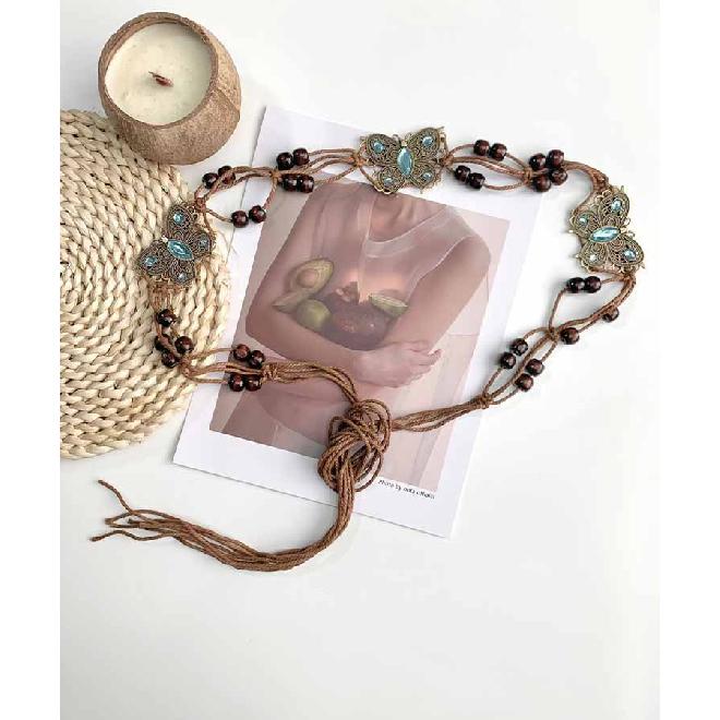 Bohemian Folk Style Women'S Waist Chain Retro Dress Accessories Fashion Butterfly Waist Rope